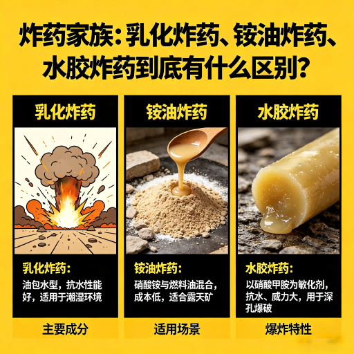 承留镇炸药家族：乳化炸药、铵油炸药、水胶炸药到底有什么区别？